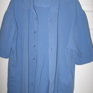 Cutter & Buck CB Dry Tec Pique Button Front Shirt Men's XL Blue